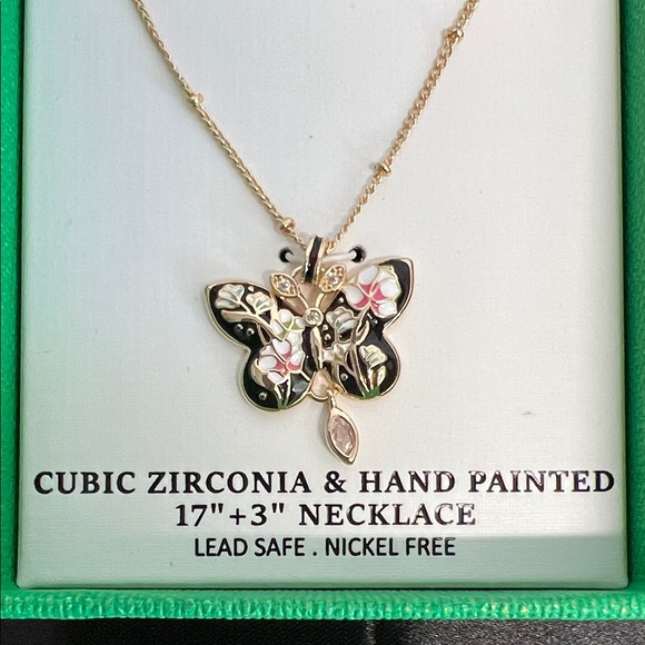 Piper K | Black Butterfly Necklace w/ Cubic Zirconia - Picture 3 of 8